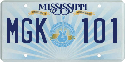 MS license plate MGK101