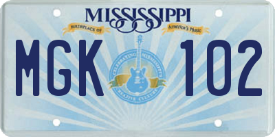 MS license plate MGK102