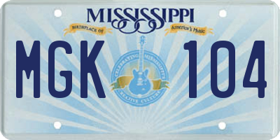 MS license plate MGK104