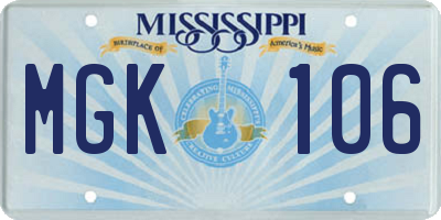 MS license plate MGK106