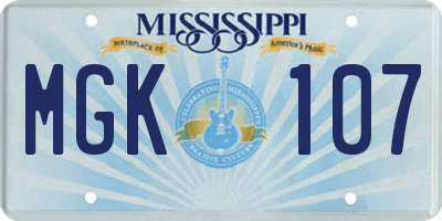 MS license plate MGK107