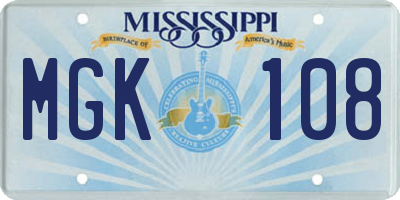 MS license plate MGK108