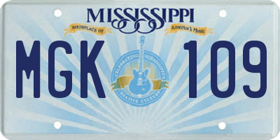 MS license plate MGK109