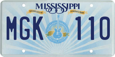 MS license plate MGK110