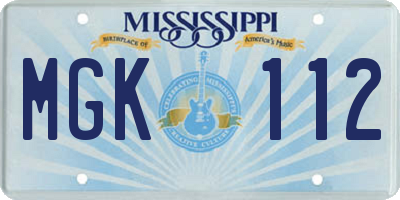 MS license plate MGK112