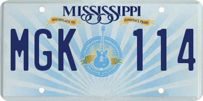 MS license plate MGK114