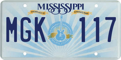 MS license plate MGK117