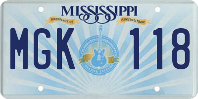 MS license plate MGK118