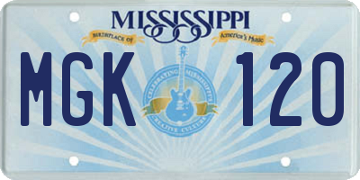 MS license plate MGK120