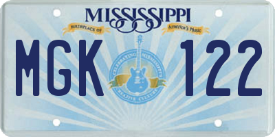 MS license plate MGK122
