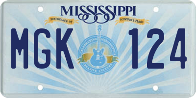 MS license plate MGK124
