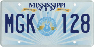 MS license plate MGK128