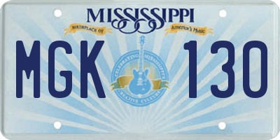 MS license plate MGK130