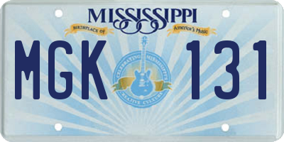 MS license plate MGK131