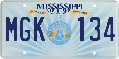 MS license plate MGK134