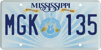 MS license plate MGK135