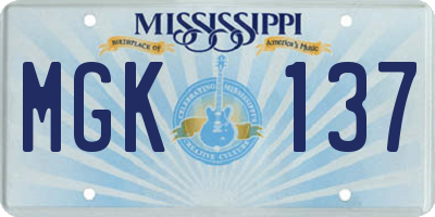 MS license plate MGK137