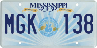 MS license plate MGK138
