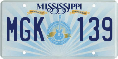 MS license plate MGK139