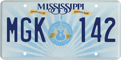 MS license plate MGK142