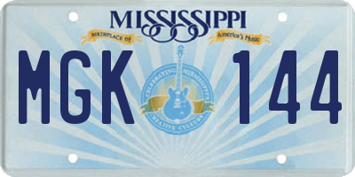 MS license plate MGK144