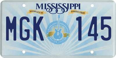 MS license plate MGK145