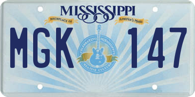 MS license plate MGK147