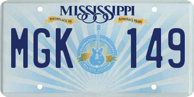 MS license plate MGK149