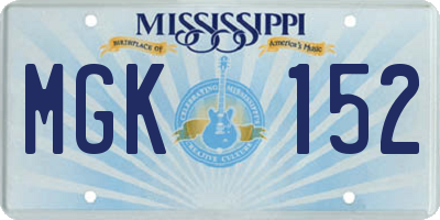 MS license plate MGK152