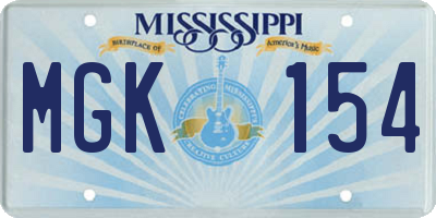 MS license plate MGK154