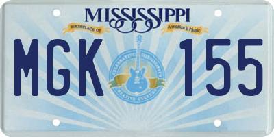 MS license plate MGK155