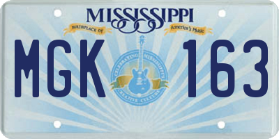 MS license plate MGK163