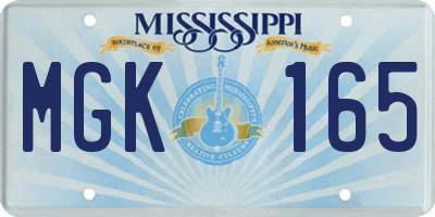 MS license plate MGK165