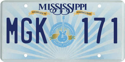 MS license plate MGK171