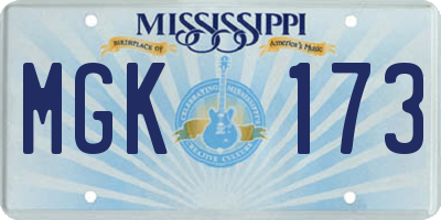 MS license plate MGK173