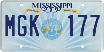 MS license plate MGK177
