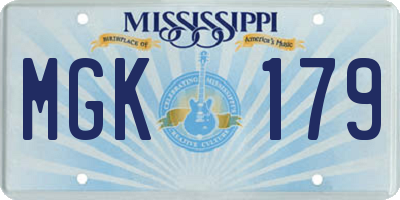 MS license plate MGK179