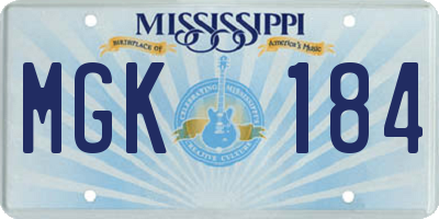 MS license plate MGK184