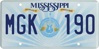 MS license plate MGK190