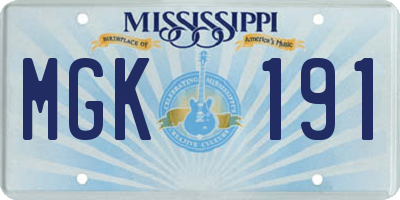 MS license plate MGK191