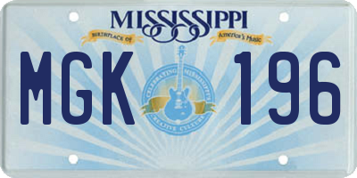 MS license plate MGK196
