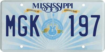 MS license plate MGK197