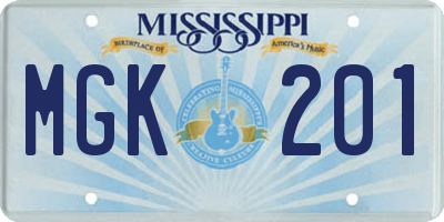 MS license plate MGK201
