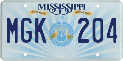 MS license plate MGK204