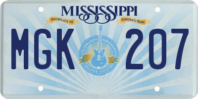 MS license plate MGK207