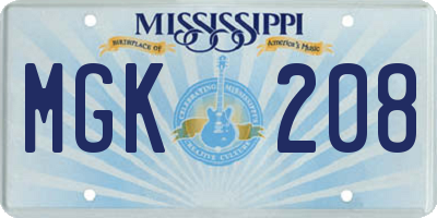 MS license plate MGK208