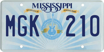 MS license plate MGK210