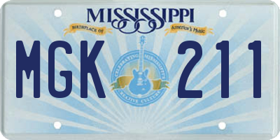 MS license plate MGK211