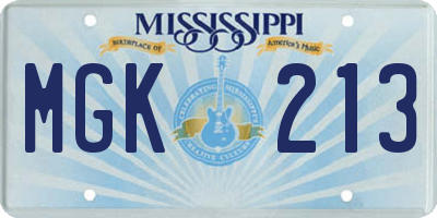 MS license plate MGK213
