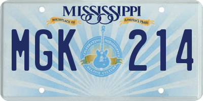 MS license plate MGK214